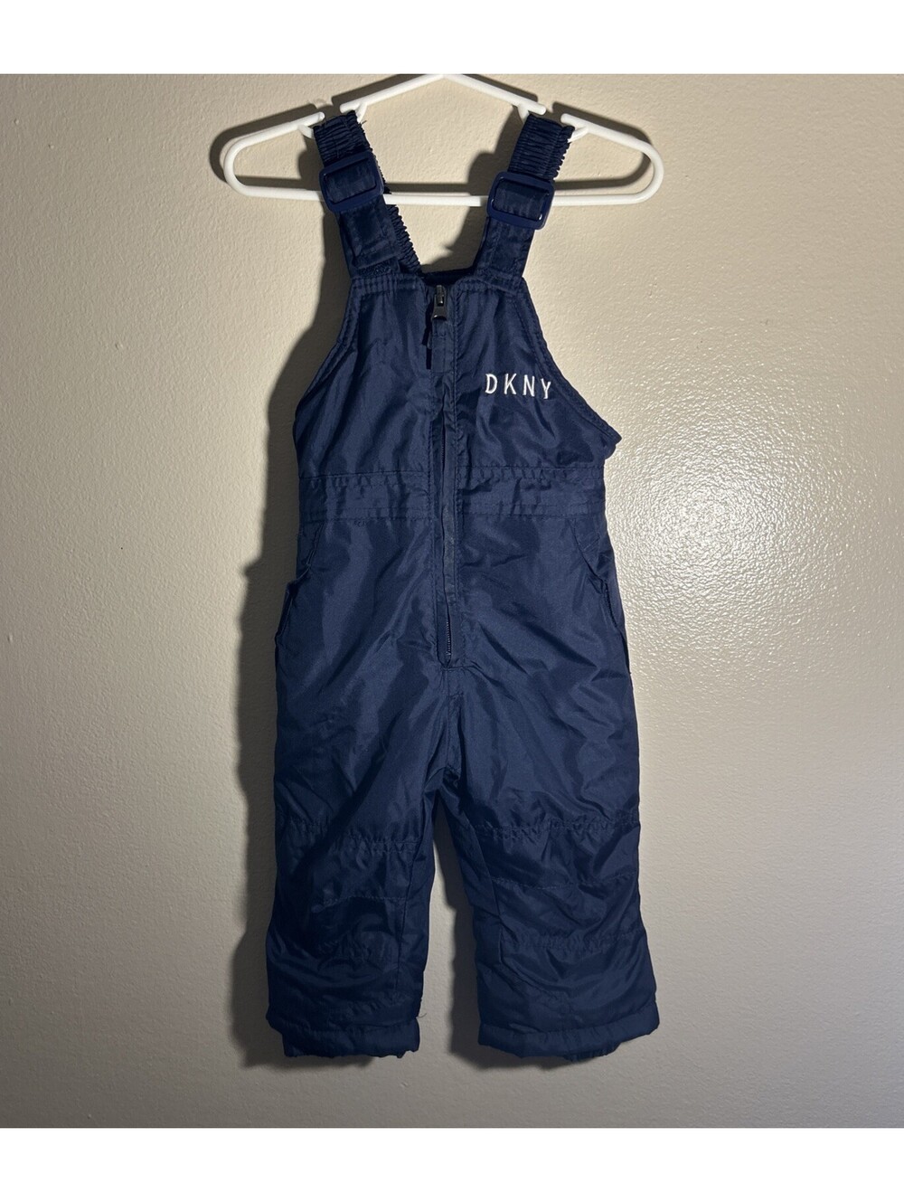 DKNY Snowsuit Bib Overalls Toddler 12 Months Blue W/ Pockets Full Zip Outerwear